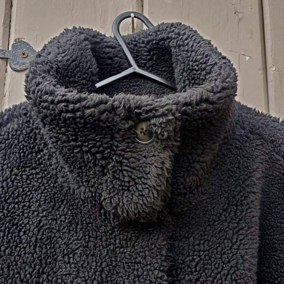 Gap Sherpa Fleece Long Teddy Coat, Black, Women's S - Picture 11 of 16